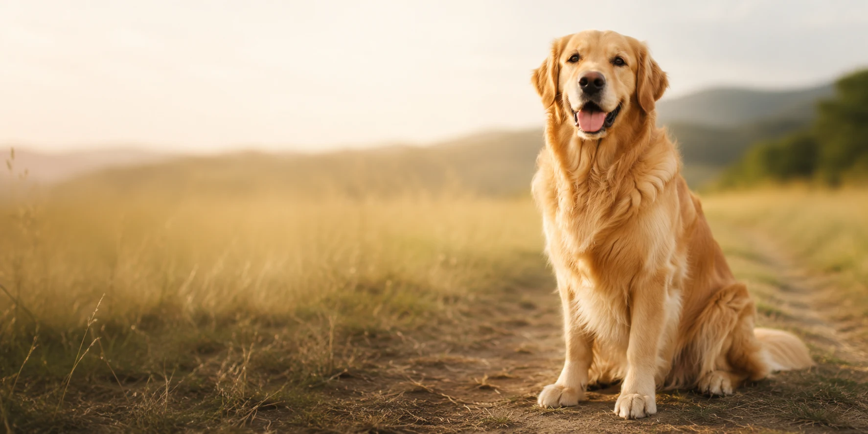 Golden Retriever de pie al aire libre